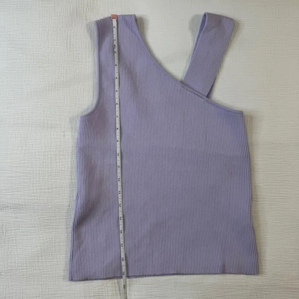 DSTLD Asymmetrical Ribbed Knit Tank Top Lilac Purple Lavender Women’s Medium - Picture 5 of 13